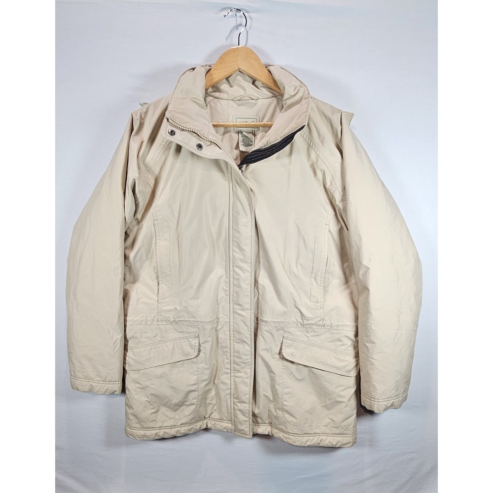 L.L. Bean Women L Winter Coat Mint Green Polartec‎ Thinsulate Hooded Jacket Warm